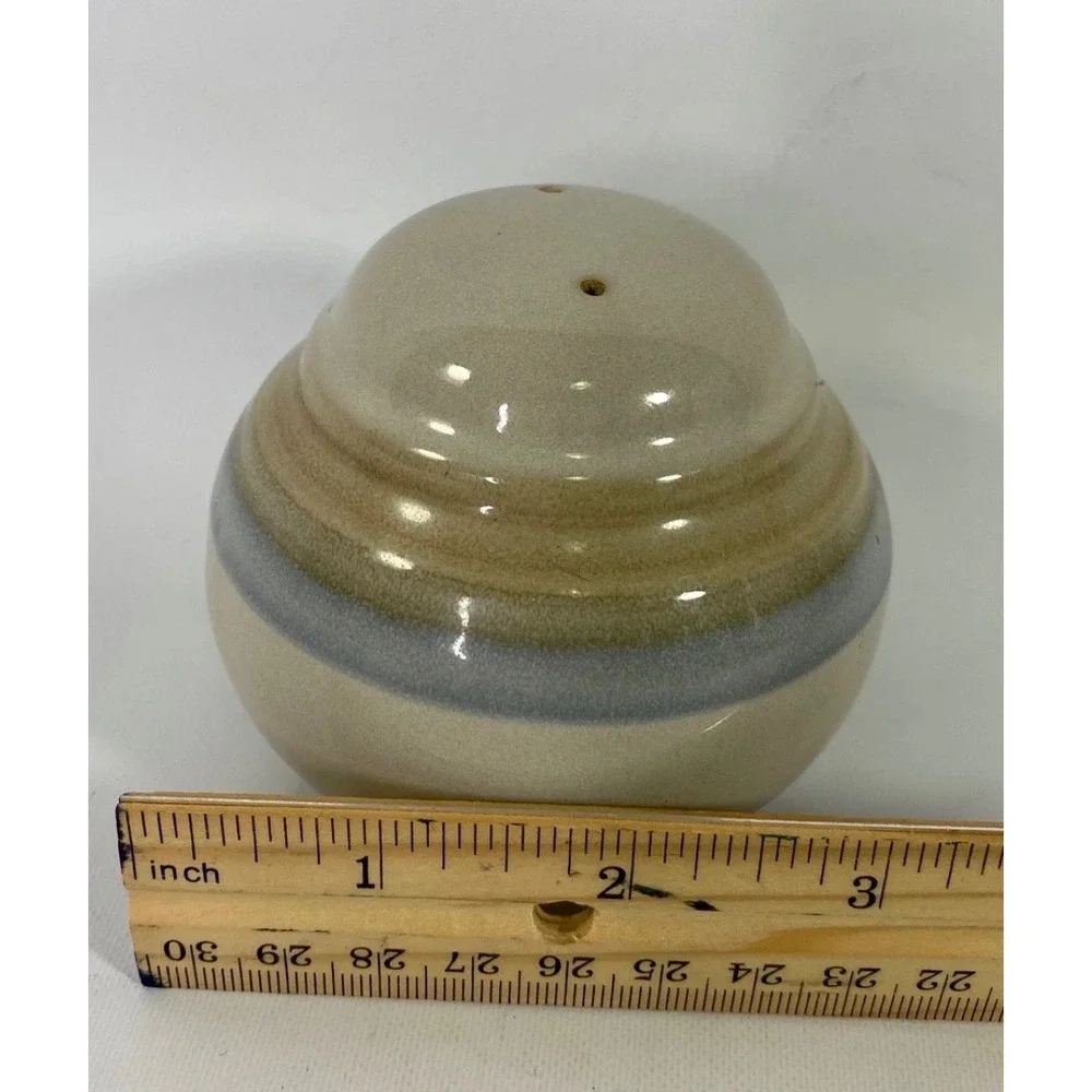 Noritake Stoneware Salt and Pepper Shakers Vintage Japan Striped Beehive Round